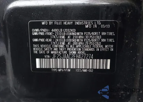 2014 Subaru Forester 2.5I из США, поврежденный, VIN JF2SJAAC2EH427274